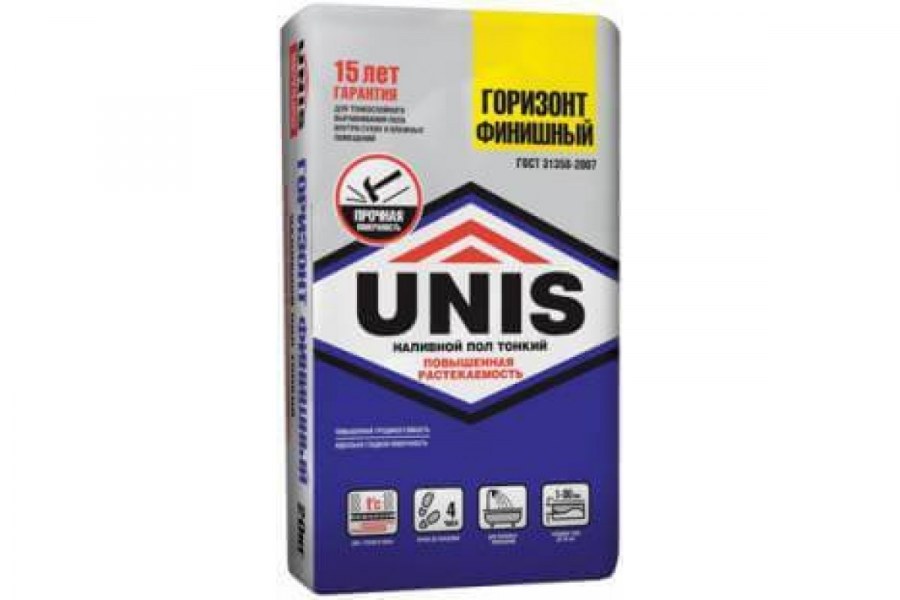 Пол наливной финишный Юнис "Горизонт" nivelir 20 кг