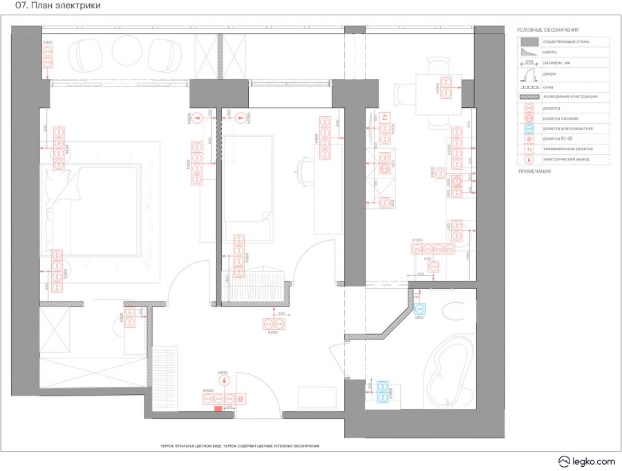 План электрики с размерами
