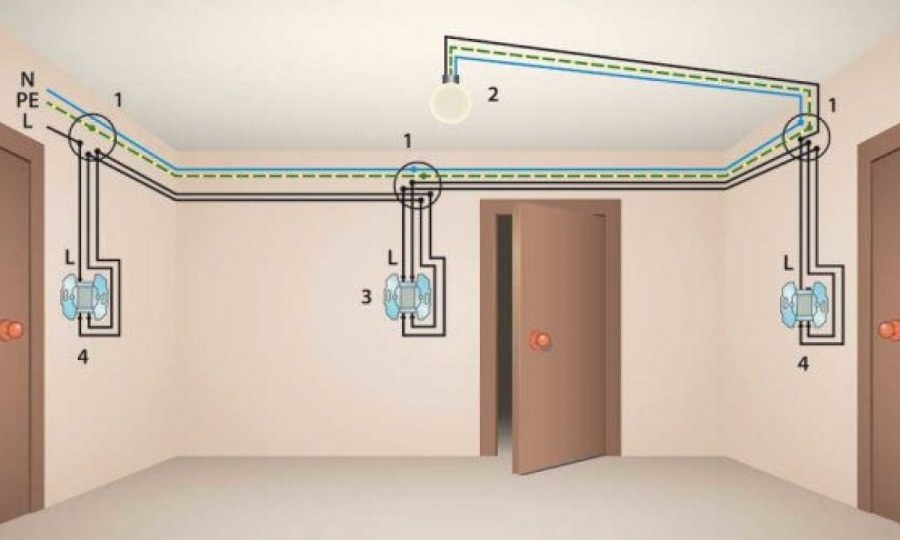 Проходной выключатель без распаечной коробки