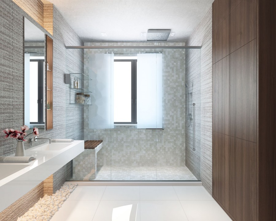 Душевая комната с окном