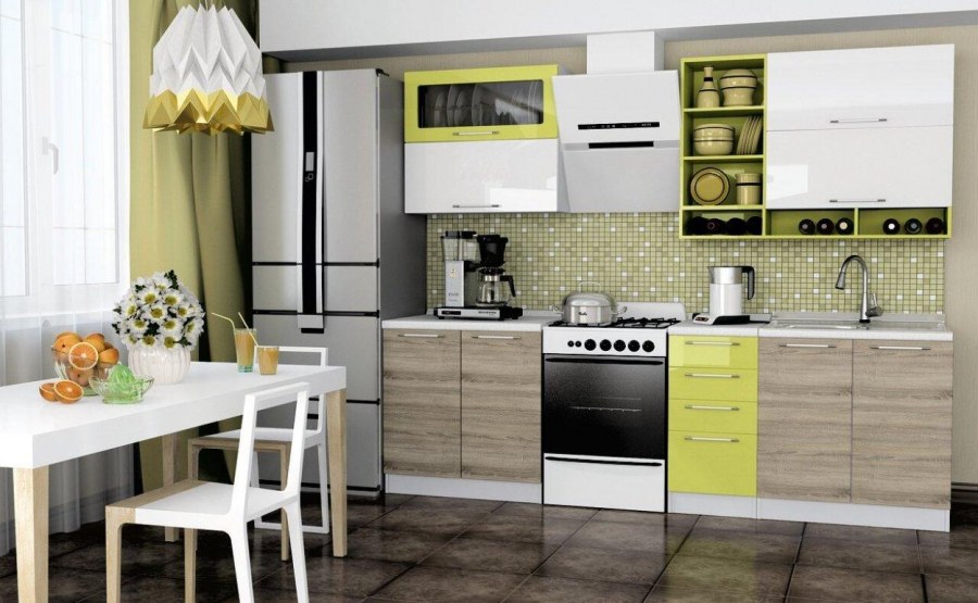 София микс кухня 2.0м белый/дуб сонома/лайм