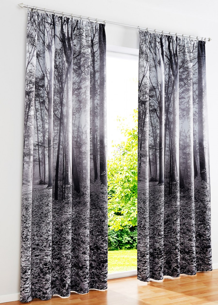 Шторы белые с черным