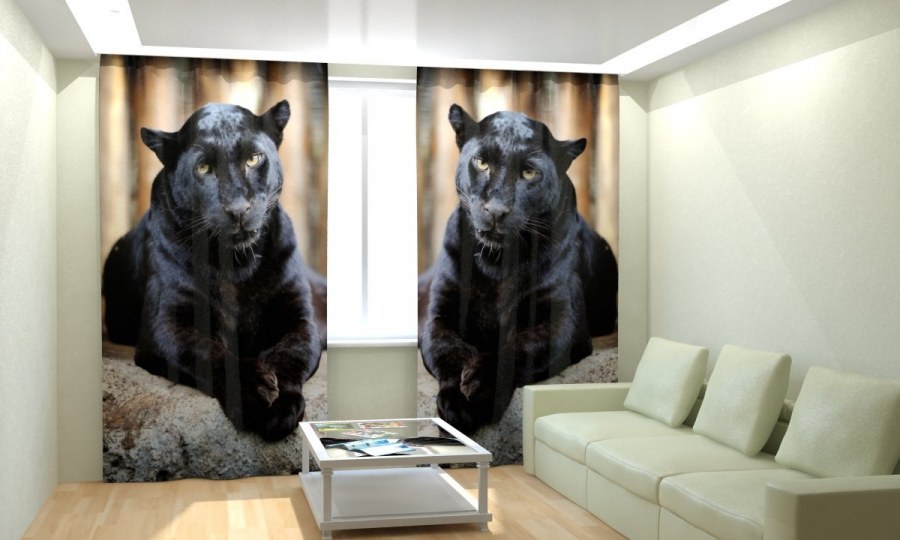 Шторы с животными в интерьере