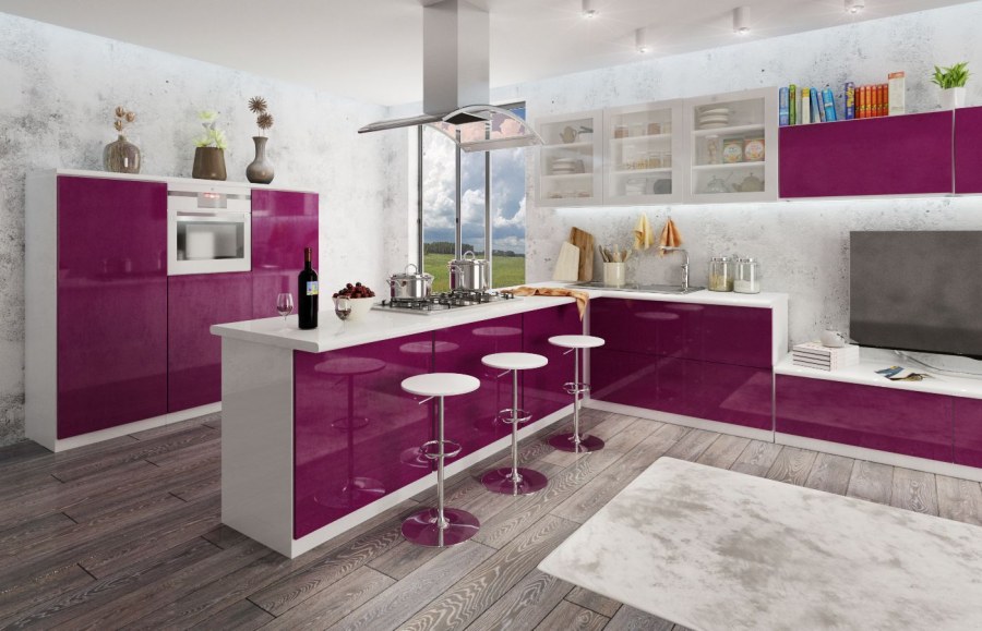 Кухня в малиновом цвете