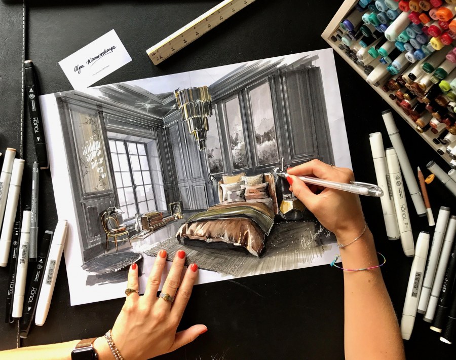 Ольга Каминская скетчи Interior