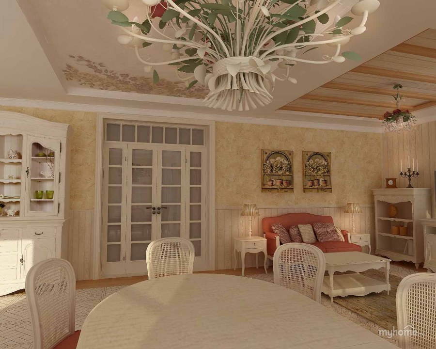 Кухня-гостиная 40м2 в стиле Прованс