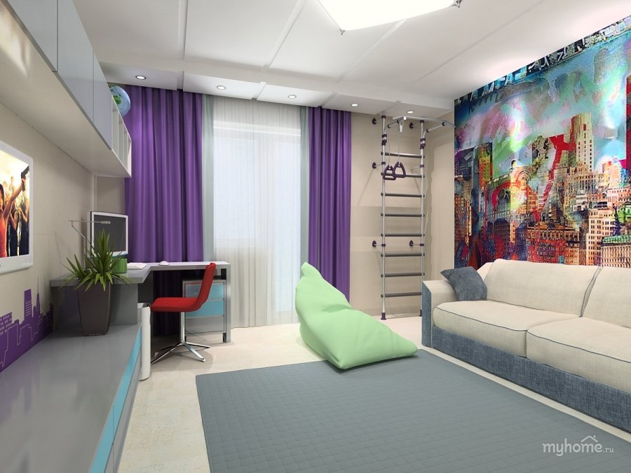 Фиолетовая комната для мальчика