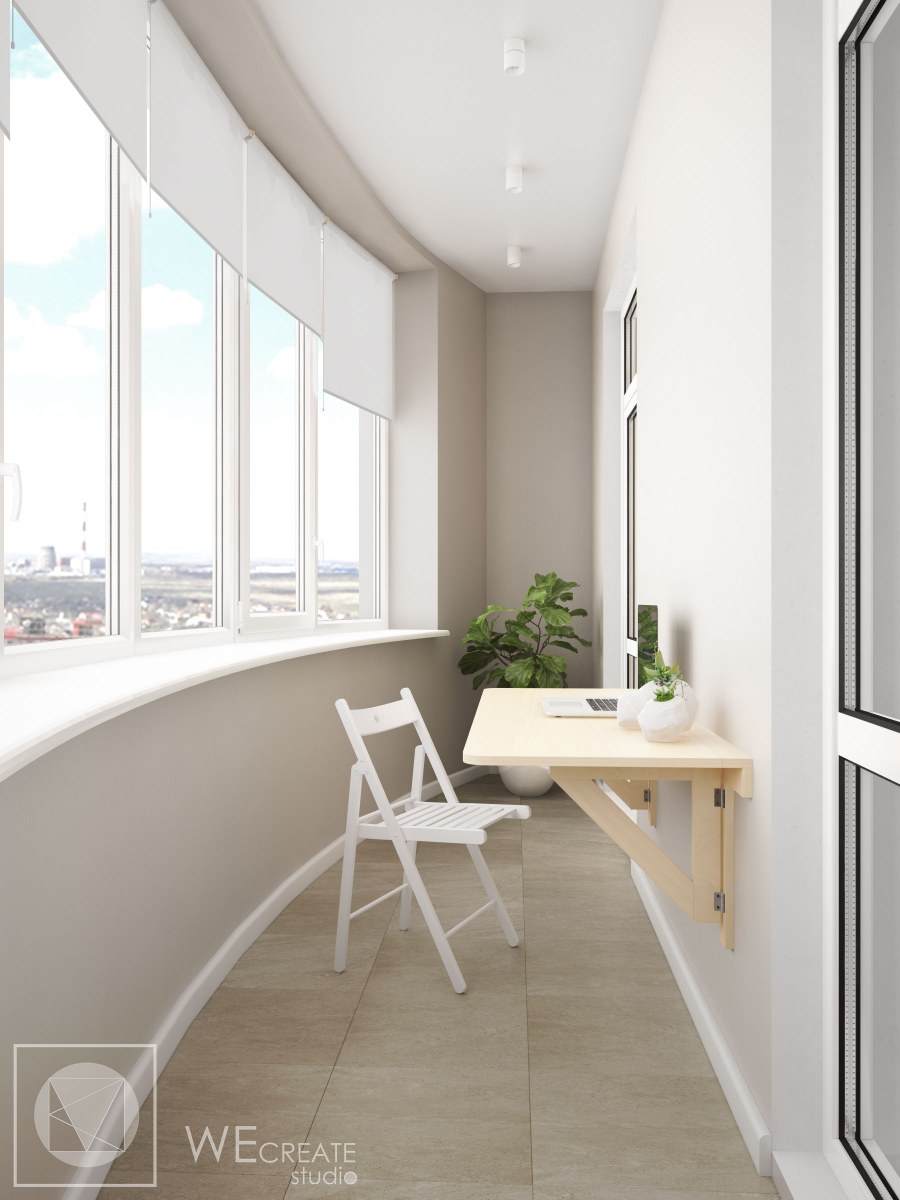 Светло бежевый балкон