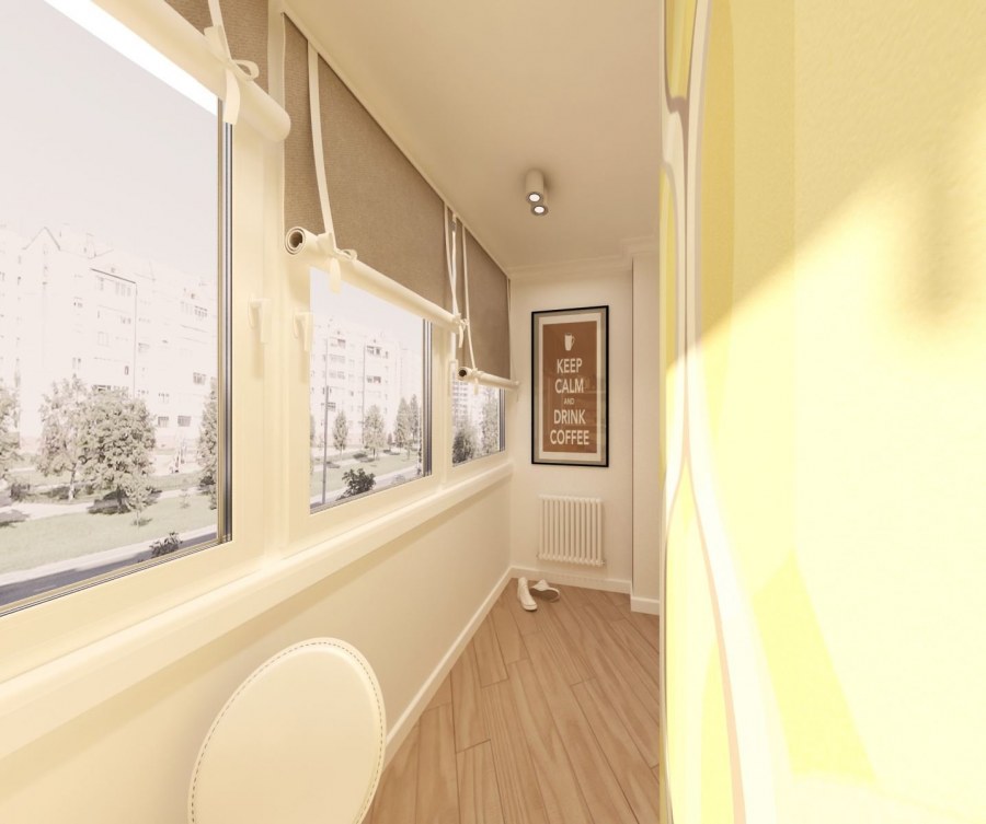 Светло бежевый балкон