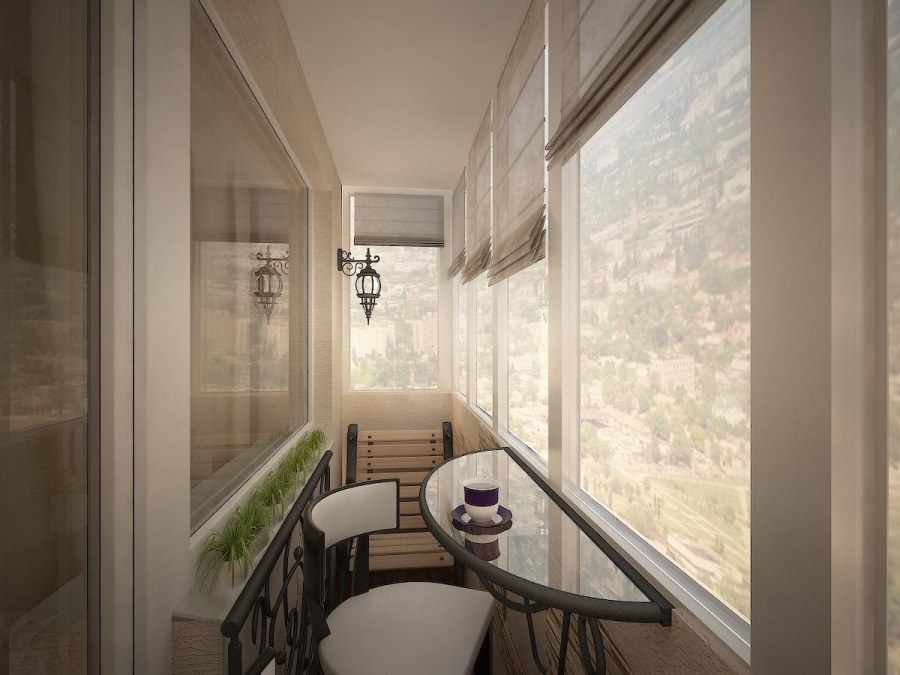 Бежевый балкон