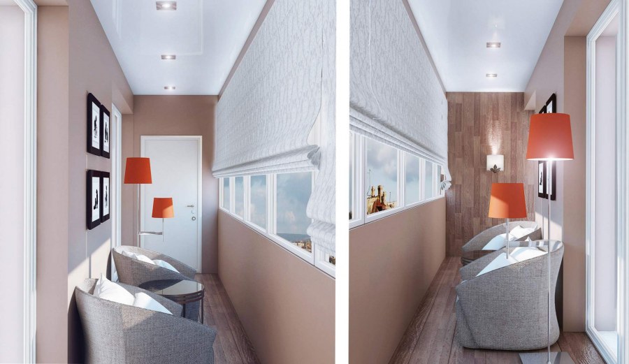 Шторы на присоединенном балконе