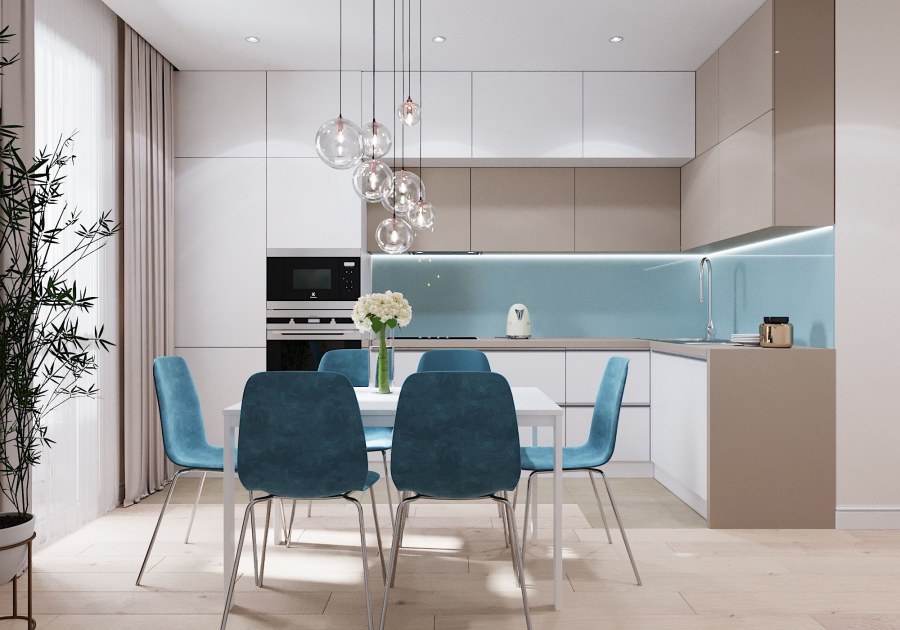 Кухня с бирюзовыми акцентами