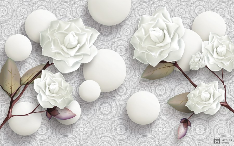 Фотообои 3д белые розы