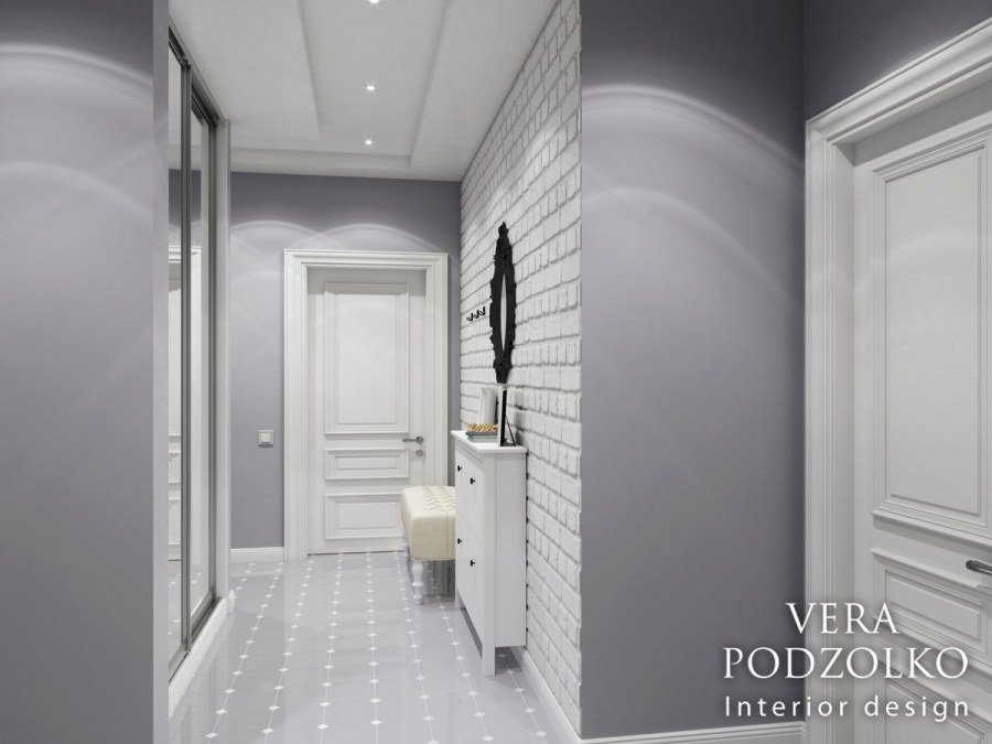Плитка в интерьере серой прихожей
