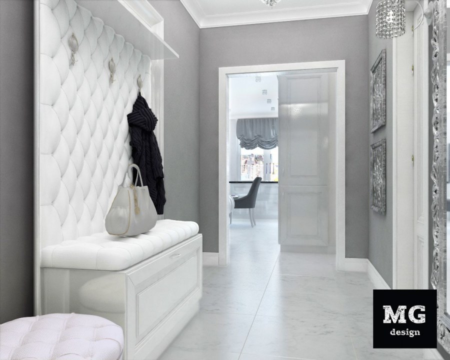 Прихожая серая с белым