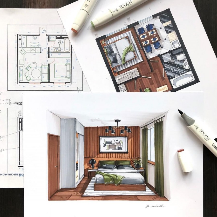 Дизайнер показывает проект интерьера