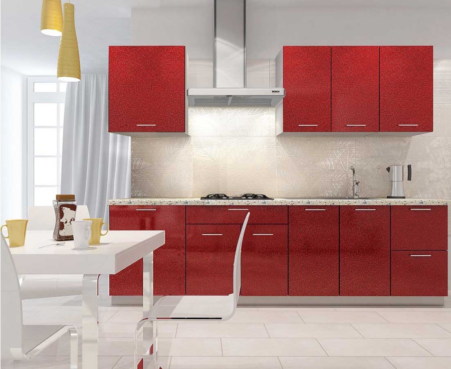 Глянцевый красный гарнитур