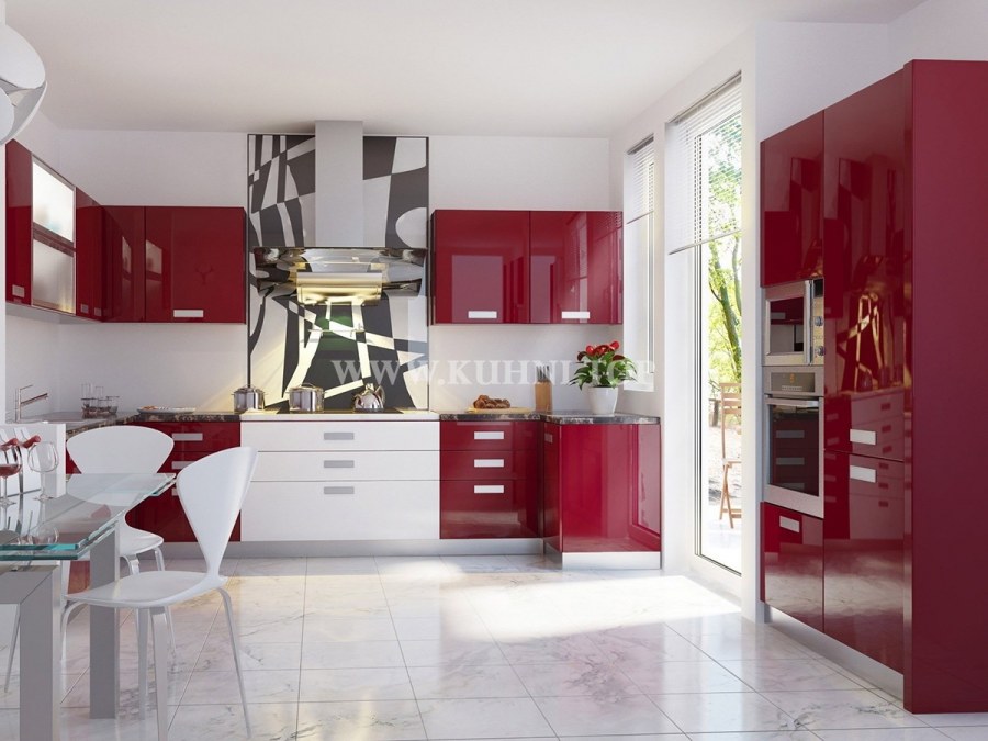 Бордовая кухня в интерьере