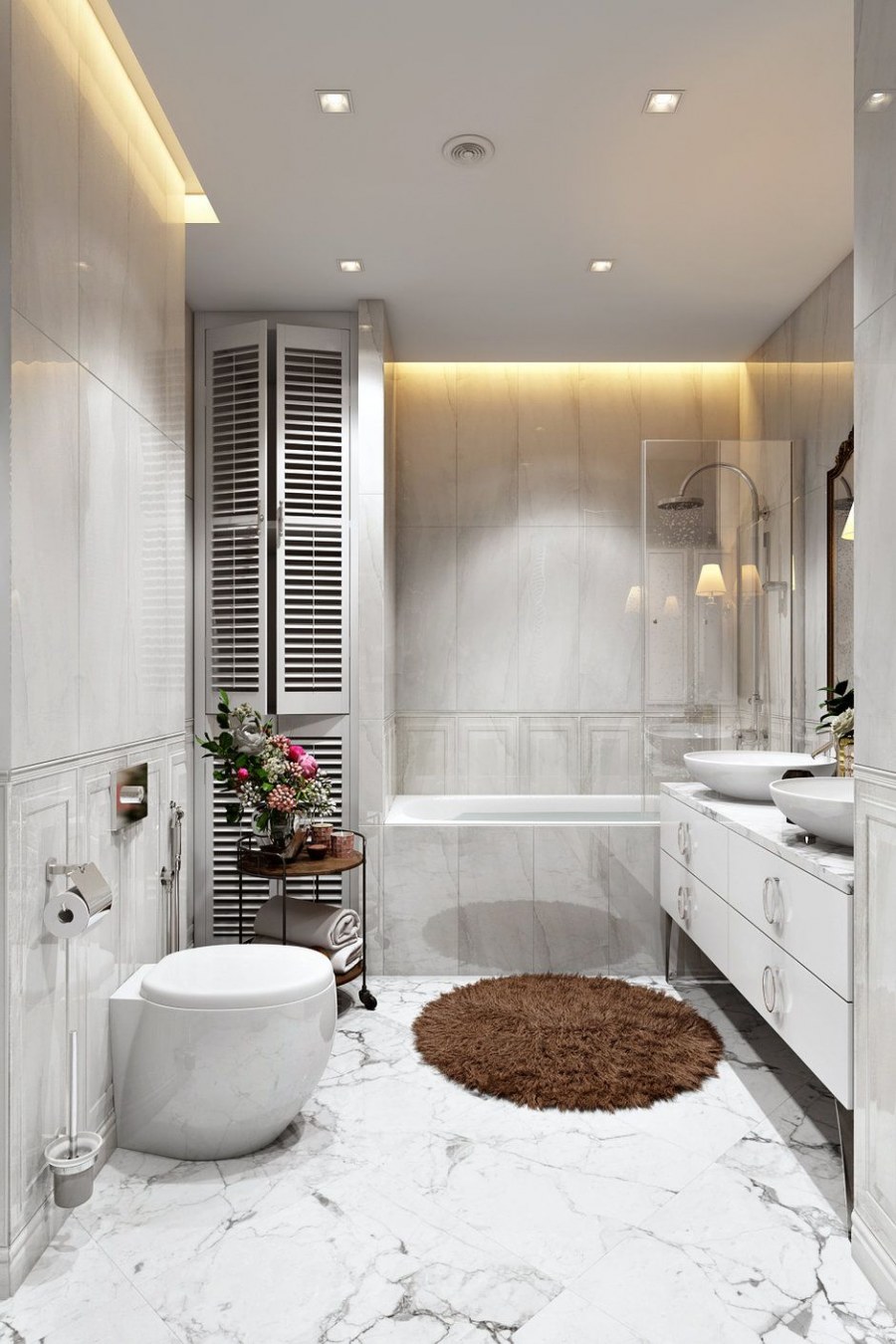 Стильная светлая ванная