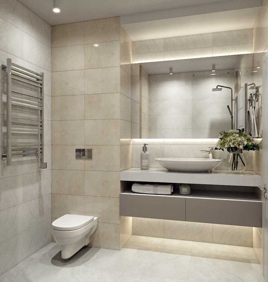 Современная светлая ванная