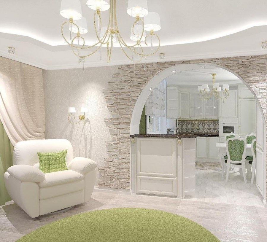 Кухня гостиная с аркой