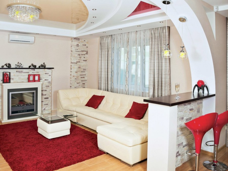 Кухня гостиная с аркой