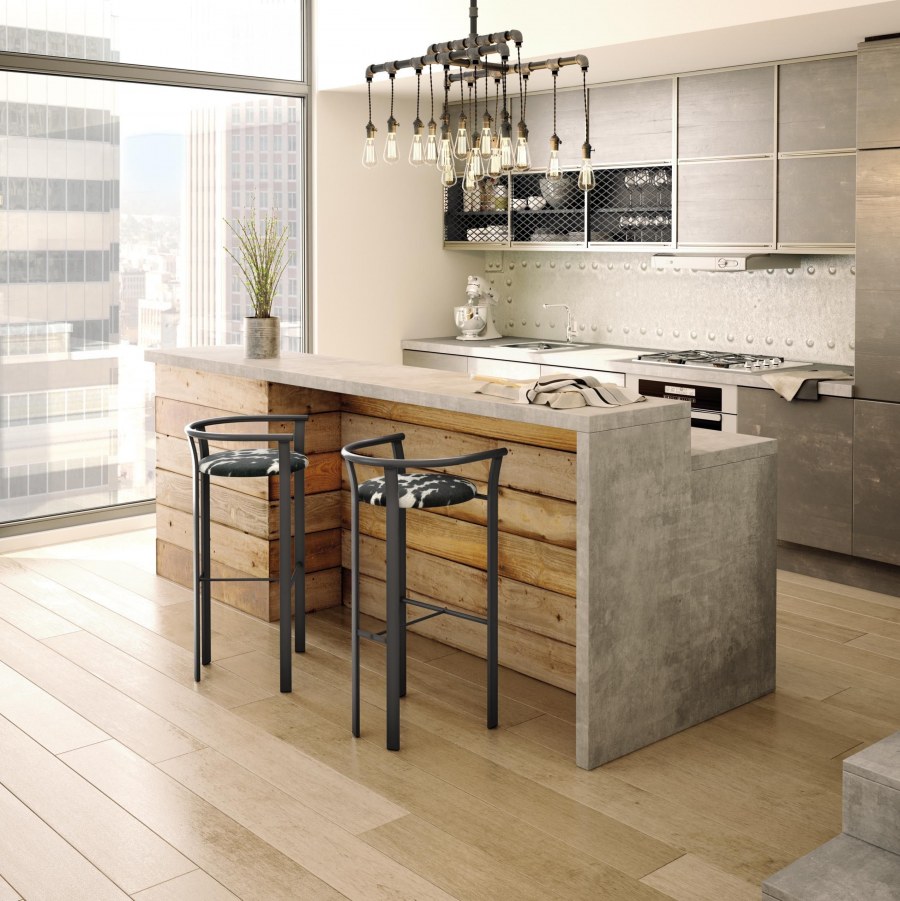 Кухня бетон и дерево
