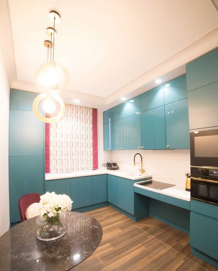 Кухня в бирюзовом цвете