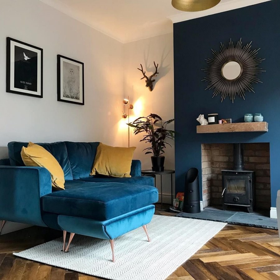 Синий диван в гостиной в интерьере (68 фото) - красивые картинки и HD фото