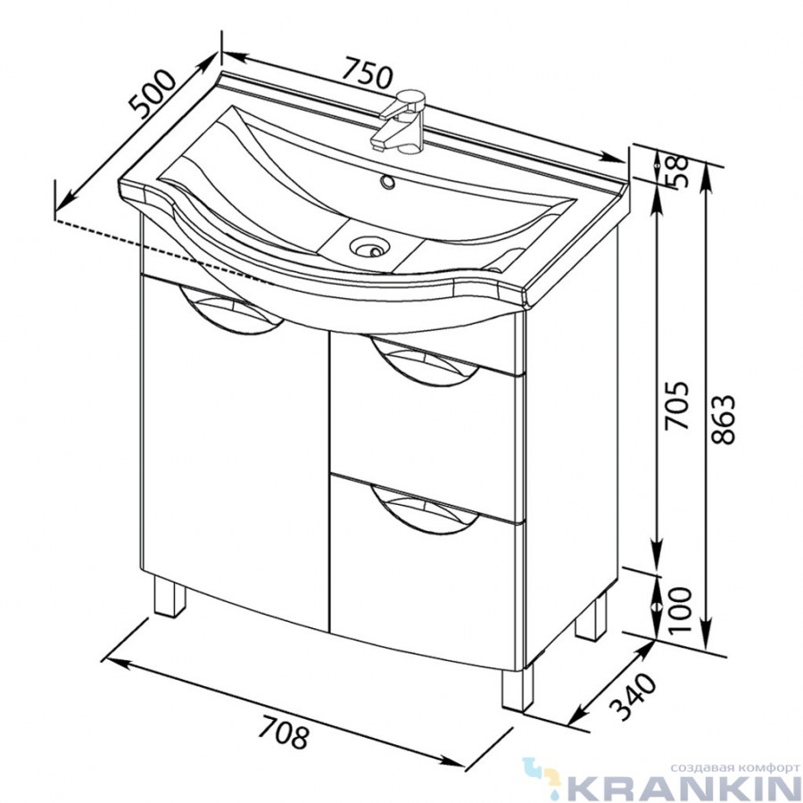 Aquanet умывальник Everson 105