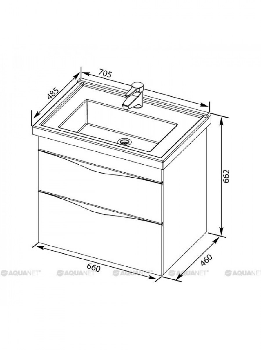 Тумба с раковиной Aquanet Эвора 60 крем