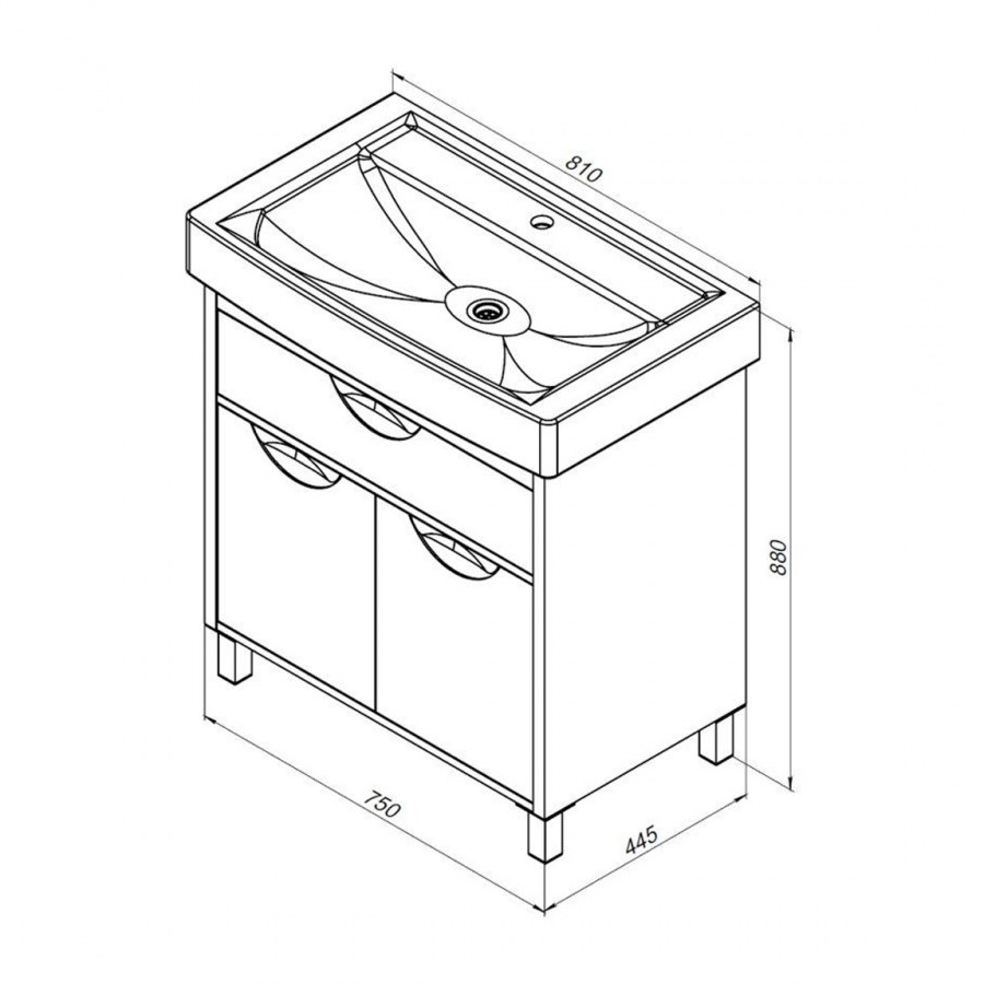 Тумба с раковиной IDDIS Carlow 55
