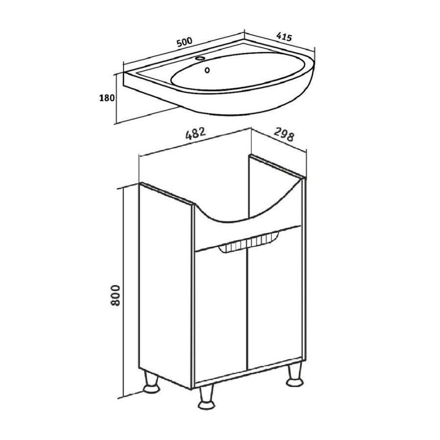Тумба с раковиной Runo эко 50