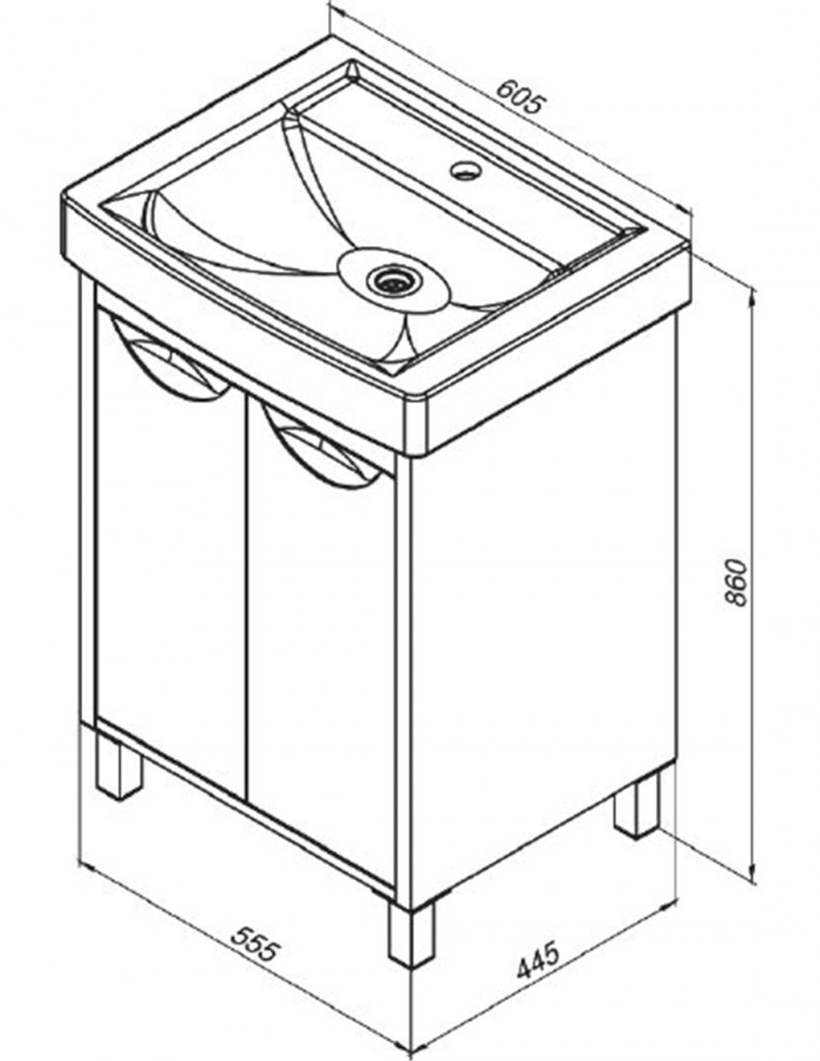 Тумба под раковину Aquanet Гретта 60