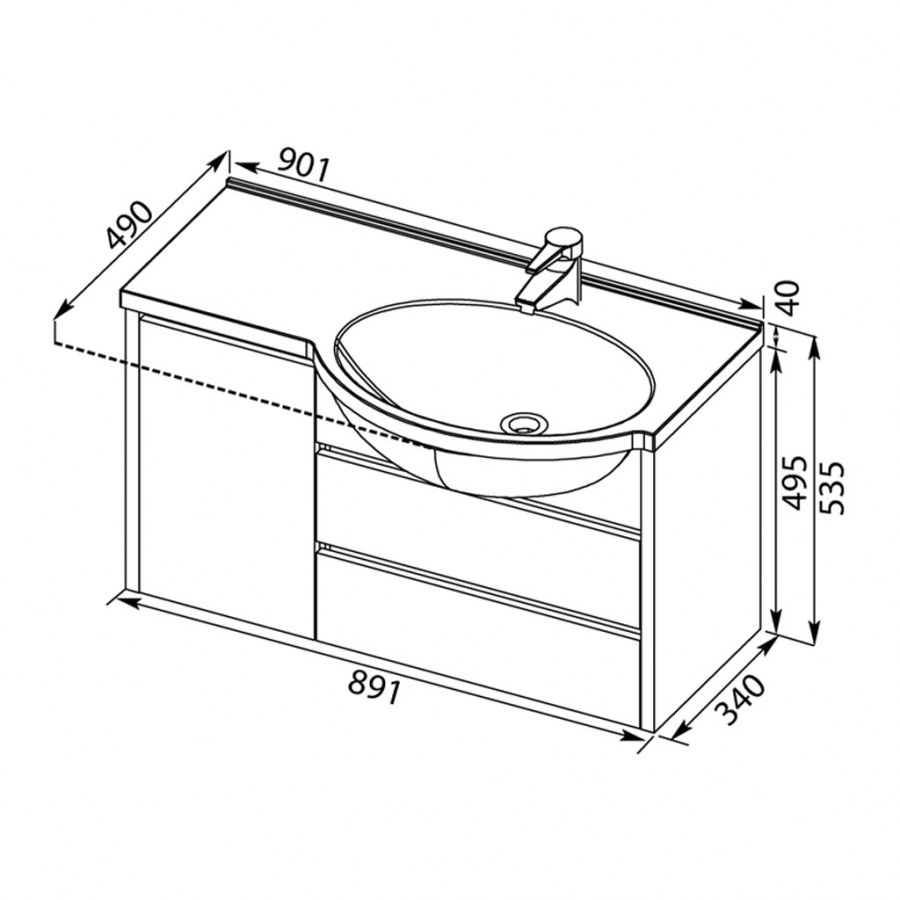 Тумба с раковиной Aquanet лайн 90