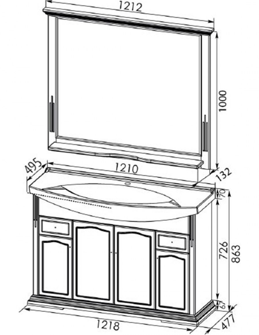 Зеркало Aquanet Лагуна 105