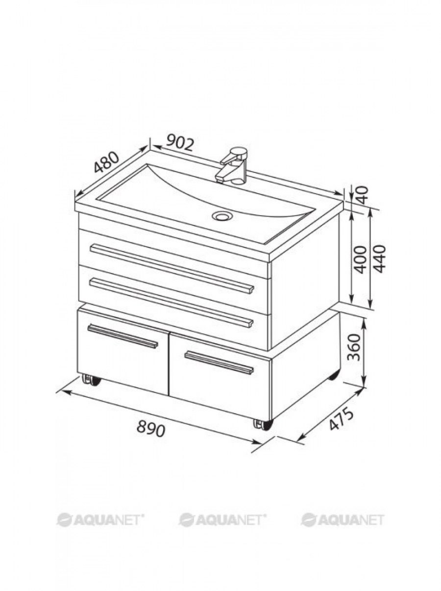 Комплект мебели для ванной Aquanet Нота 90 венге