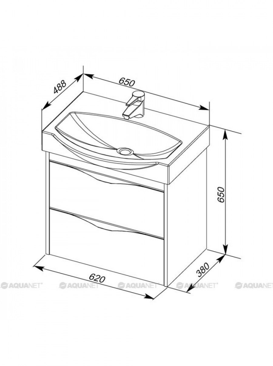 Тумба с раковиной Aquanet Виченца 60 белый