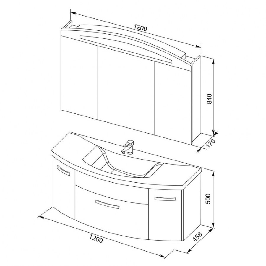 Раковина Aquanet Тренто 120