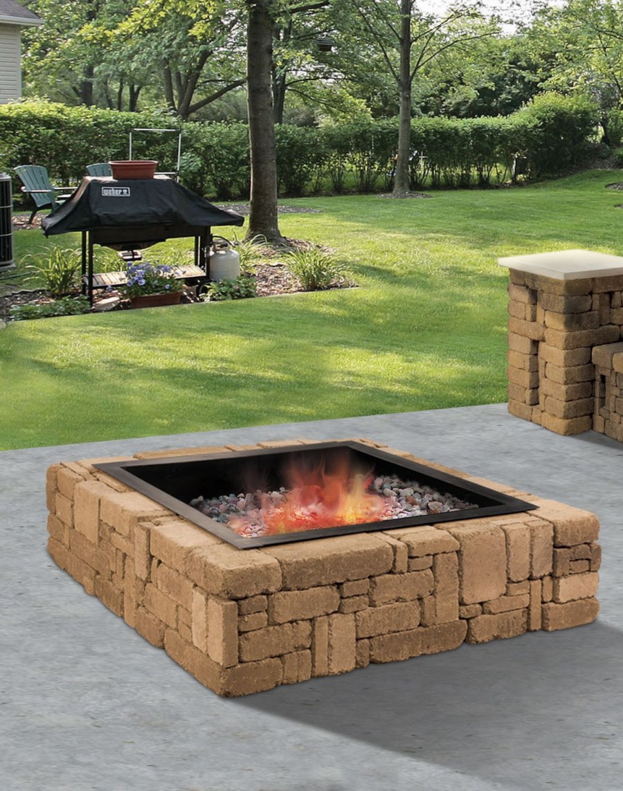 Прямоугольное костровище из кирпича