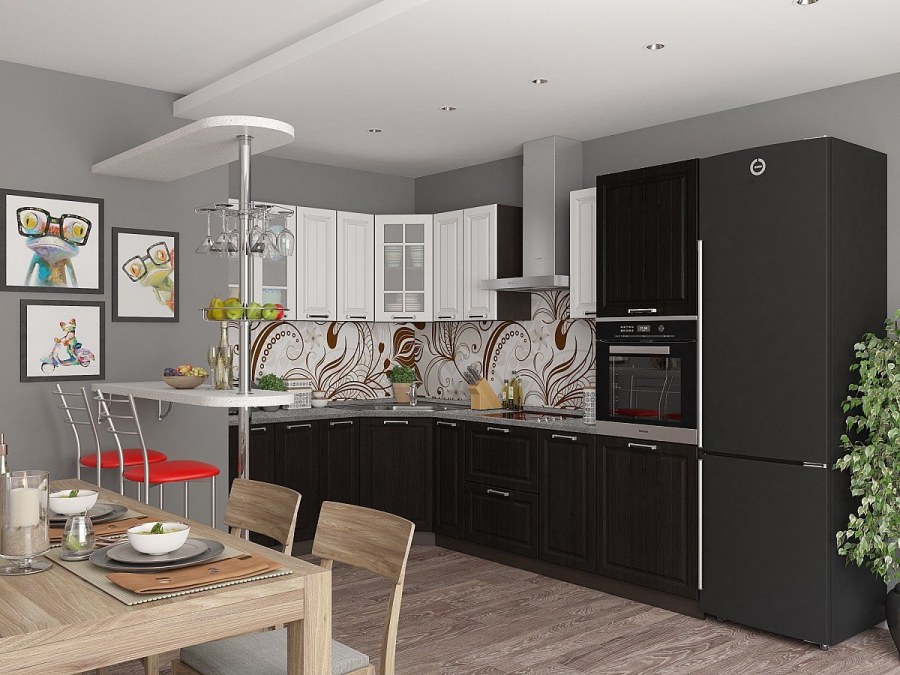 Кухня Прага венге/белое дерево