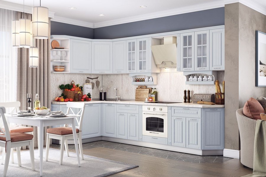 Кухня Прага Сурская мебель белое дерево