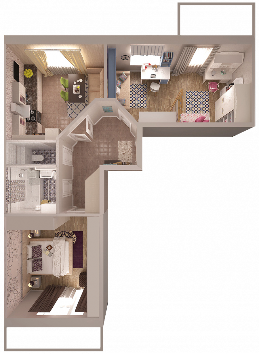 Гостиная с кухней нишей