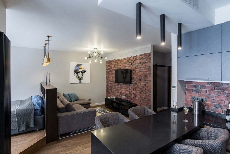 Студия лофт 35 кв метров