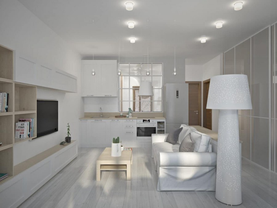 Квартира студия в светлых тонах