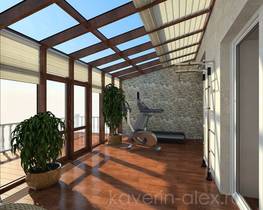 Дом с мансардной крышей и балконом