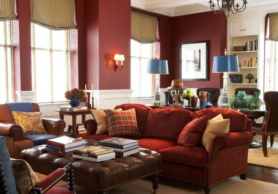 Гостиная в терракотовых тонах