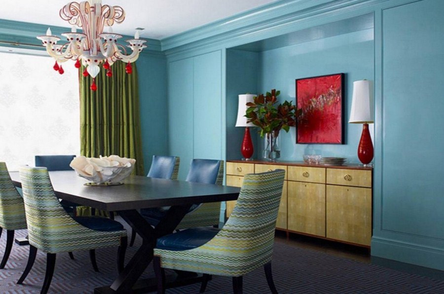 Бирюза и красный в интерьере