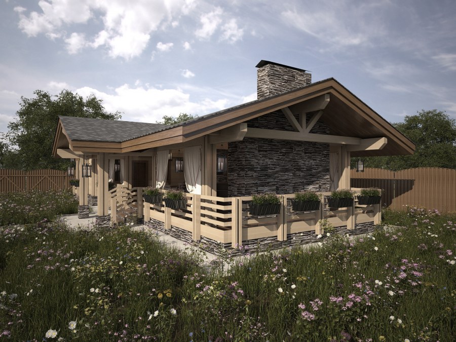 Дом стиле Шале с мансардой 70 кв