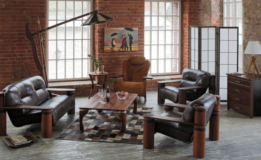 Кожаное кресло в стиле лофт